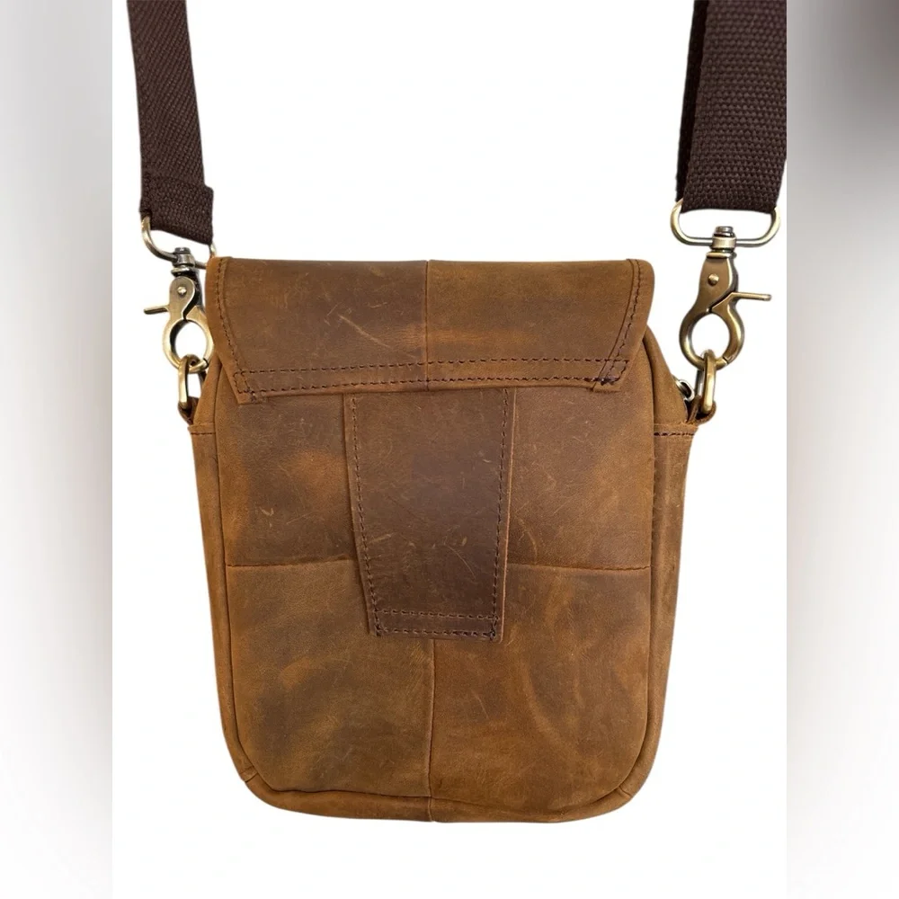 Genuine distressed Leather satchel Crossbody Adjustable Waist Pack